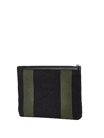 Saint Laurent Saint Laurent Clutch Bag Pouch 414764 Black Khaki Canvas Leather Women's SAINT LAURENT (view 2)