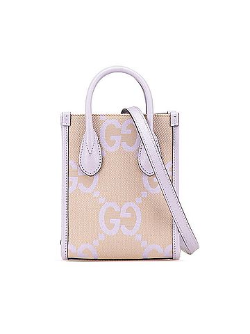 Gucci Gucci Jumbo GG Mini Tote Bag Handbag Shoulder 671623 Purple Beige Canvas Leather Women's GUCCI (view 1)