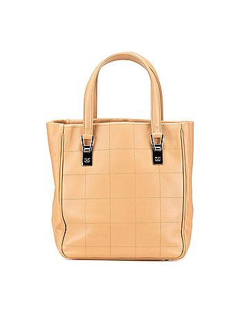 Chanel CHANEL Chocolate Bar Handbag Tote Bag Beige Leather Women's (view 1)