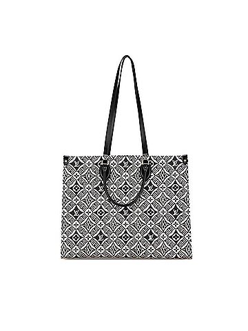 Louis Vuitton Louis Vuitton Monogram On the Go GM Handbag Tote Bag M57207 Black White Blue Canvas Leather Women's LOUIS VUITTON (view 1)