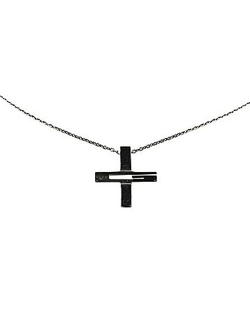 Gucci Gucci Cutout G Cross Pendant Necklace 228363 SV925 Silver Ruthenium Women's GUCCI (view 1)