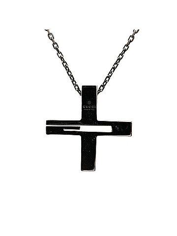 Gucci Gucci Cutout G Cross Pendant Necklace 228363 SV925 Silver Ruthenium Women's GUCCI (view 2)