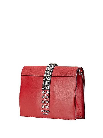 Prada Prada Electra Studded Shoulder Bag Red Leather Saffiano Women's PRADA (view 2)