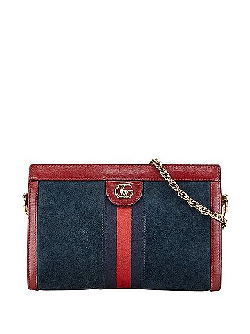 Gucci Gucci Ophidia Chain Shoulder Bag 503877 Navy Red Leather Suede Women's GUCCI (view 1)