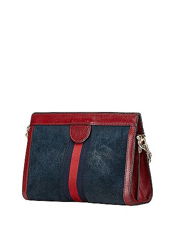 Gucci Gucci Ophidia Chain Shoulder Bag 503877 Navy Red Leather Suede Women's GUCCI (view 2)