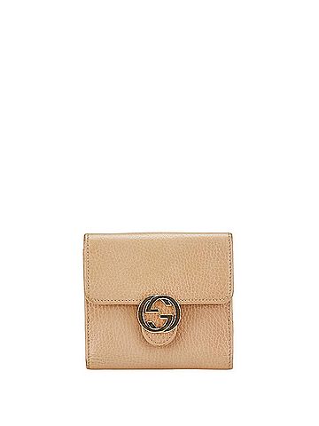 Gucci Gucci Interlocking Tri-fold Wallet 615525 Beige Leather Women's GUCCI (view 1)