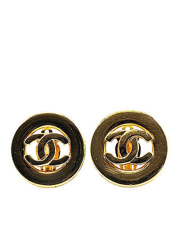 Chanel Chanel Coco Mark Earrings Gold Plated Women's CHANEL (view 1)