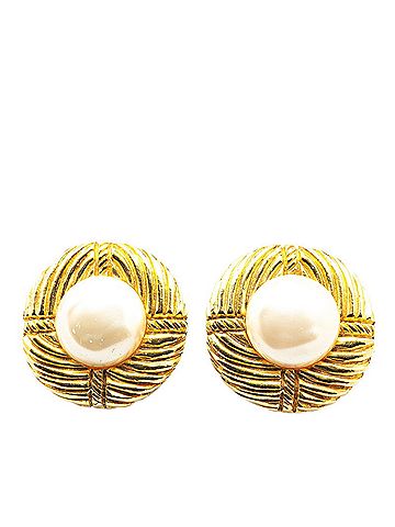Chanel Chanel Earrings Gold Plated Fake Pearl Women's CHANEL (view 1)