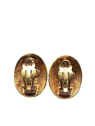 Chanel Chanel Coco Mark Oval Earrings Gold Plated Women's CHANEL (view 2)