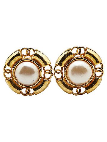 Chanel Chanel Earrings Gold Plated Faux Pearl Women's CHANEL (view 2)