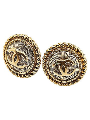 Chanel Chanel Coco Mark Chain Earrings Gold Plated Women's CHANEL (view 1)