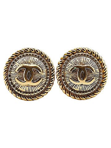 Chanel Chanel Coco Mark Chain Earrings Gold Plated Women's CHANEL (view 2)