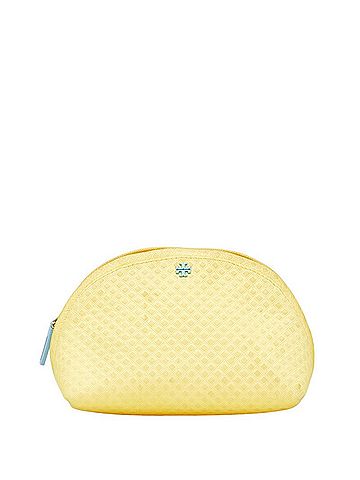 Tory Burch Tory Burch logo pouch, cosmetic accessory case, yellow canvas, women's (view 1)