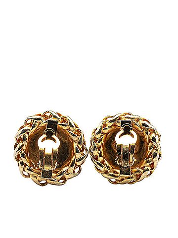 Chanel Chanel Coco Mark Earrings with Rice Motif, Gold Plated, Women's, CHANEL (view 2)