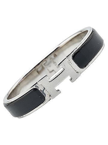 Hermès Hermes Click H PM Bangle Silver Black Metal Women's HERMES (view 1)