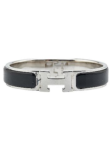 Hermès Hermes Click H PM Bangle Silver Black Metal Women's HERMES (view 2)