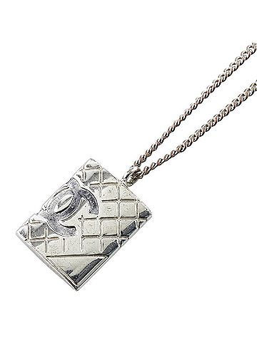 Chanel Chanel Matelasse Coco Mark Cambon Pendant Necklace Silver Metal Women's CHANEL (view 1)