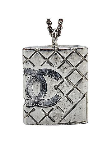 Chanel Chanel Matelasse Coco Mark Cambon Pendant Necklace Silver Metal Women's CHANEL (view 2)