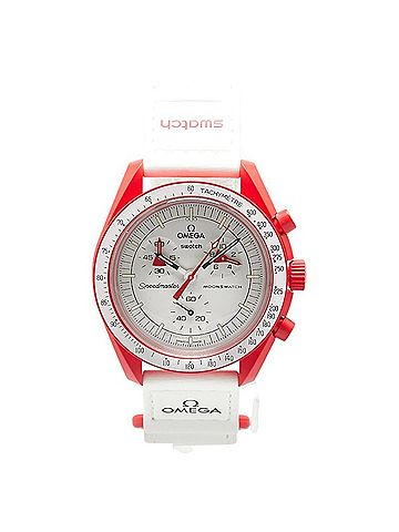 Omega OMEGA x Swatch Moon MISSION TO MARS Wristwatch SO33R100 Quartz White Dial Ceramic Nylon Men's (view 2)