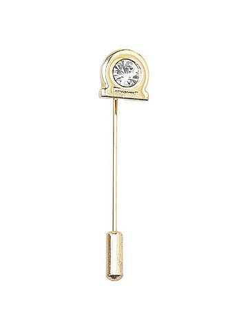 Salvatore Ferragamo Salvatore Ferragamo Gancini rhinestone pin brooch, gold plated, for women. (view 1)