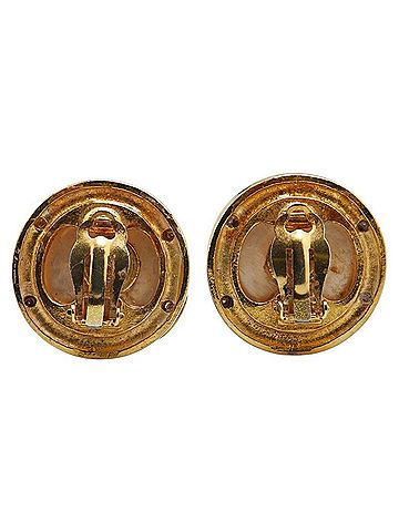 Chanel Chanel Coco Mark Earrings Gold Plated Fake Pearl Women's CHANEL (view 2)