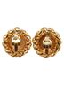 Chanel 100% Metal Gold Toned Chanel Coco Mark Wheat Motif Round Earrings Gold Plated Women's CHANEL One size - photo 3