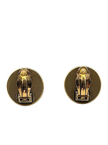 Chanel Chanel Coco Mark Earrings Black Gold Plated Plastic Women's CHANEL (view 2)