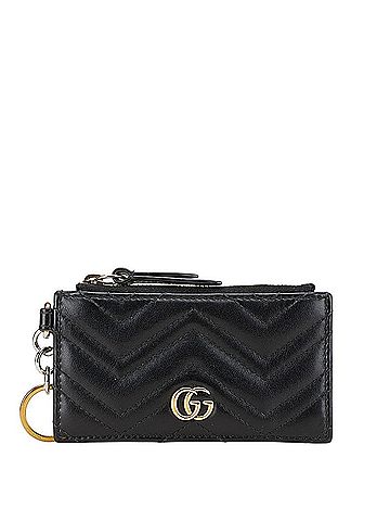 Gucci Gucci GG Marmont Card Case Coin Black Leather Women's GUCCI (view 1)