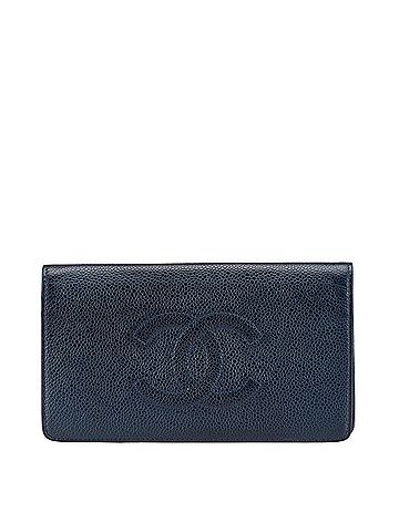 Chanel CHANEL Coco Mark Long Wallet Navy Caviar Skin Women's (view 1)