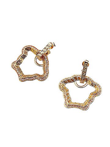 Versace Versace Medusa Greca Rhinestone Earrings, Gold and Purple Plated, Women's (view 1)
