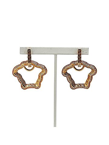 Versace Versace Medusa Greca Rhinestone Earrings, Gold and Purple Plated, Women's (view 2)