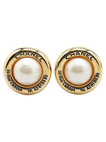 Chanel Chanel Coco Mark 31 RUE CAMBON PARIS Earrings Gold Plated Fake Pearl Women's CHANEL (view 2)