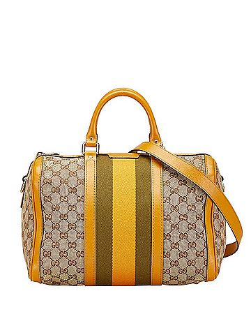 Gucci Gucci GG Canvas Sherry Line Shoulder Bag 247205 Beige Yellow Leather Women's GUCCI (view 1)