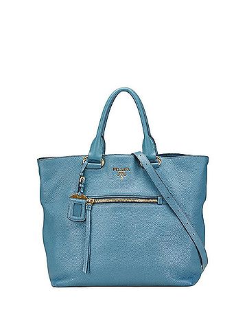 Prada Prada Logo Metal Tote Bag/Shoulder Bag, 2-Way, Blue Leather, Women's, PRADA (view 1)