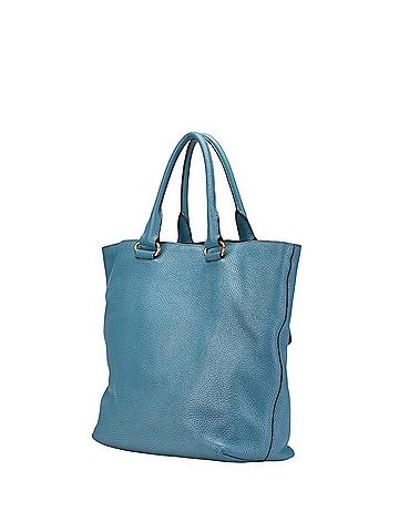 Prada Prada Logo Metal Tote Bag/Shoulder Bag, 2-Way, Blue Leather, Women's, PRADA (view 2)