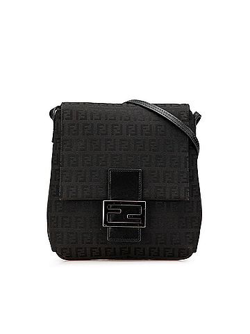 Fendi FENDI Zucchino Shoulder Bag 8BT075 Black Canvas Leather Women's (view 1)
