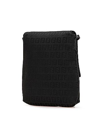 Fendi FENDI Zucchino Shoulder Bag 8BT075 Black Canvas Leather Women's (view 2)