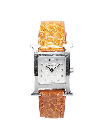 Hermès Hermes H Watch 11P Diamond Wristwatch HH1.210 Quartz Silver Dial Stainless Steel Leather Women's HERMES (view 2)