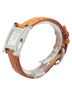 Hermès 100% Stainless Steel Orange White Hermes H Watch 11P Diamond Wristwatch HH1.210 Quartz Silver Dial Stainless Steel Leather Women's HERMES One size - photo 3