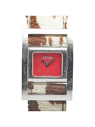 Fendi Fendi Registered Model Gyro Watch, Quartz Movement, Red Dial, Stainless Steel, and Porcelain Leather, Women's (view 1)