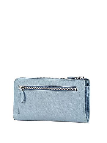 Prada Prada Fiocco Ribbon Motif L-Zip Long Wallet 1ML183 Light Blue Saffiano Leather Women's PRADA (view 2)