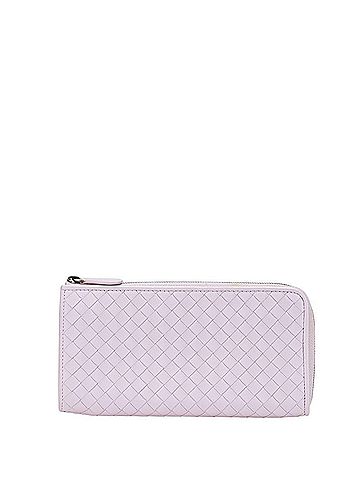 Bottega Veneta Bottega Veneta Intrecciato Long Wallet with L-shaped Zipper, Purple Leather, Women's (view 1)