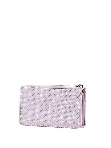 Bottega Veneta Bottega Veneta Intrecciato Long Wallet with L-shaped Zipper, Purple Leather, Women's (view 2)