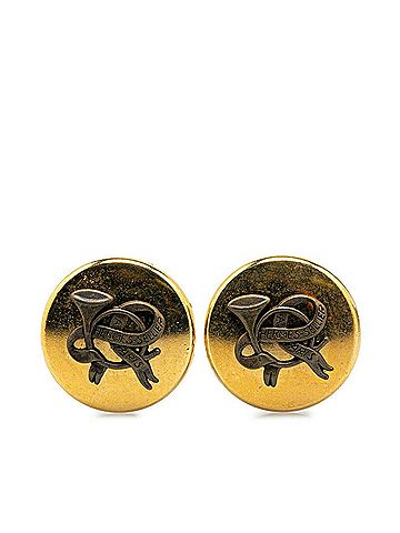 Hermès Hermes Trumpet Ribbon Motif Earrings Gold Plated Women's HERMES (view 2)