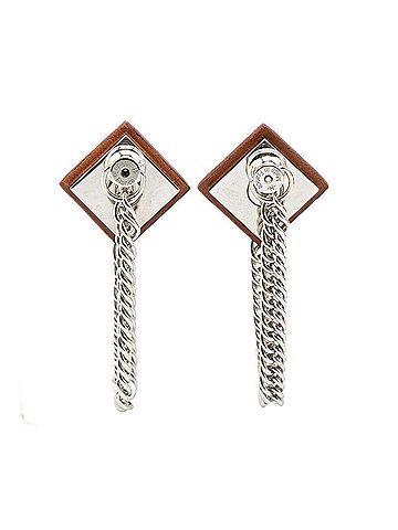 Hermès Hermes Gourmet Equestre Earrings Silver Brown Metal Women's HERMES (view 2)
