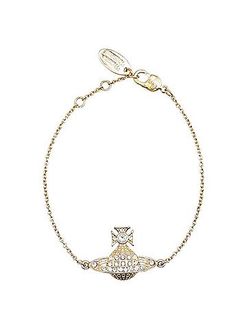 Vivienne Westwood Vivienne Westwood Minibus Relief Rhinestone Chain Bracelet, Gold Plated, Women's (view 1)