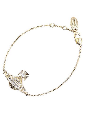 Vivienne Westwood Vivienne Westwood Minibus Relief Rhinestone Chain Bracelet, Gold Plated, Women's (view 2)