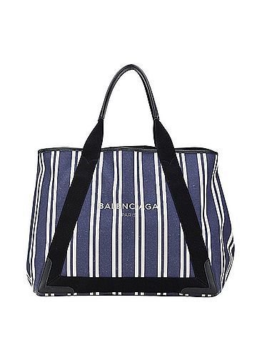 Balenciaga Balenciaga Navy Cabas M Handbag Tote Bag 339936 White Canvas Leather Women's BALENCIAGA (view 1)