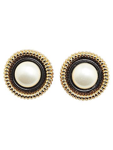 Chanel Chanel Earrings Gold Black Plated Fake Pearl Women's CHANEL (view 2)