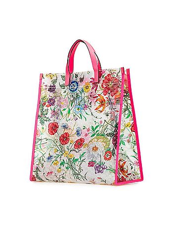 Gucci Gucci Flora Textured Handbag Tote Bag 548713 Clear Pink Multicolor Vinyl Leather Women's GUCCI (view 2)